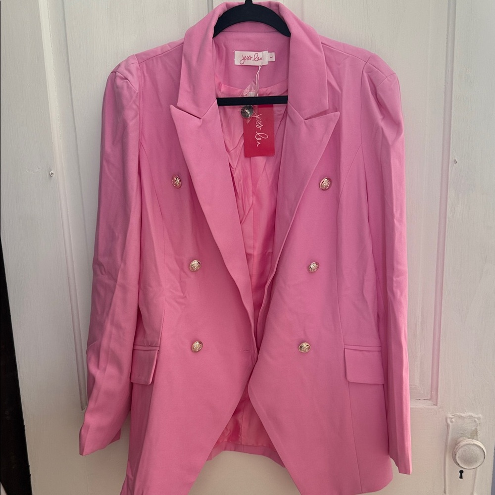 Jane Doe Pink Double-Breasted Blazer